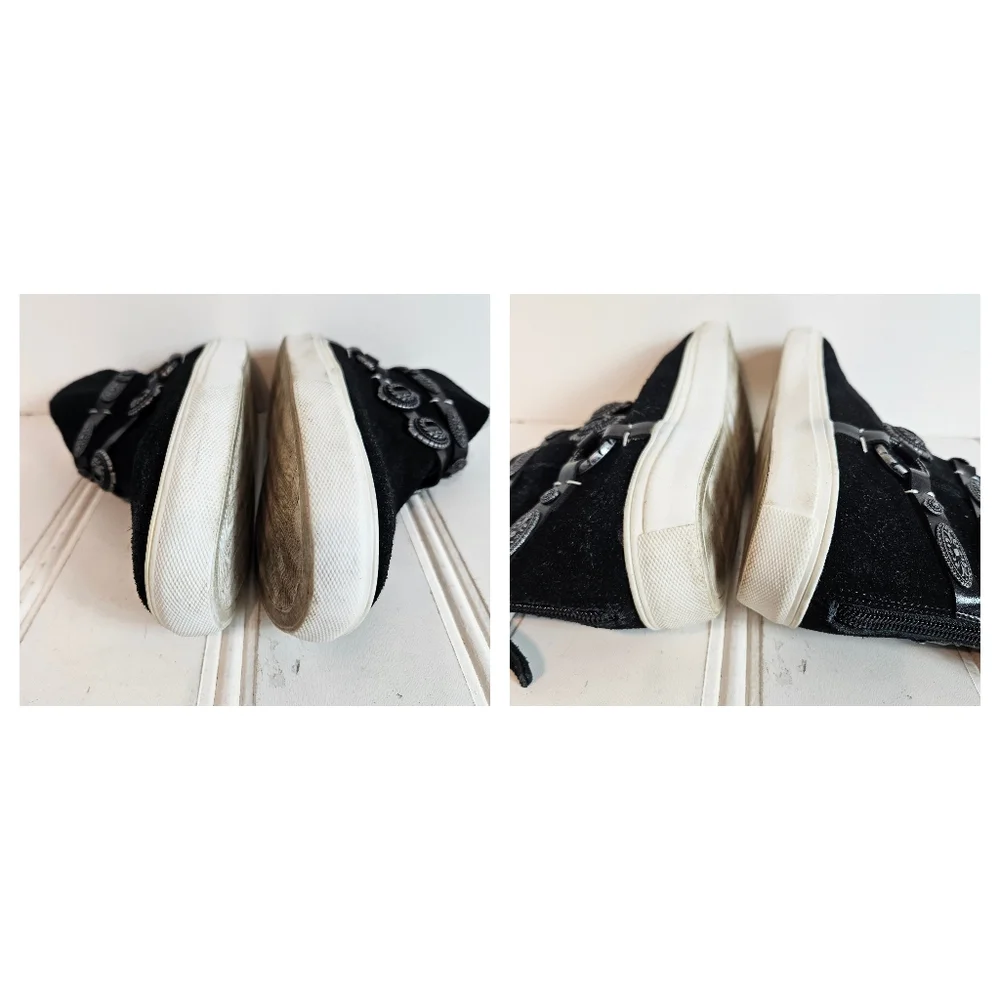 Very Volatile Sneakers 6.5 Menloh Suede Double Strap Back Zip Black Leather Boho